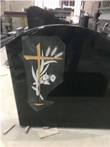 Shanxi Black Granite Headstone, Cross Tombstone