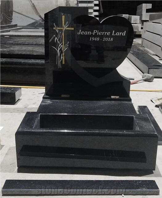 Shanxi Black Granite Headstone, Cross Tombstone