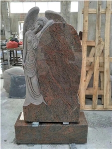 Tropical Aurora Red Granite Angel Heart Headstone,Tombstone Design