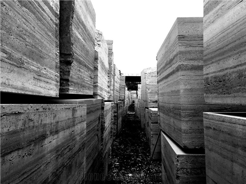 Silver Travertine- Titanium Travertine Blocks