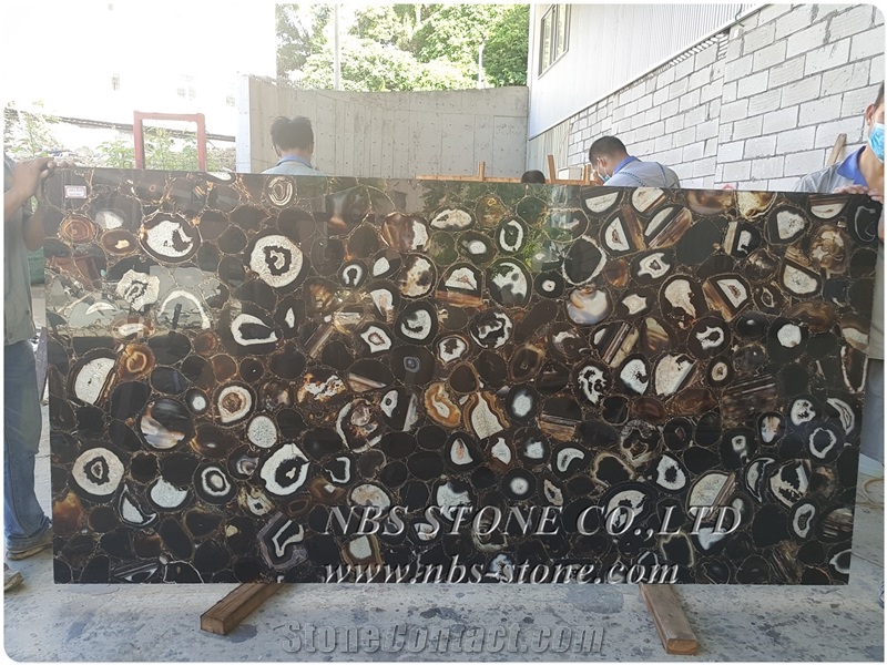Black Agate Gemstone Luxury Black Decoration Wall