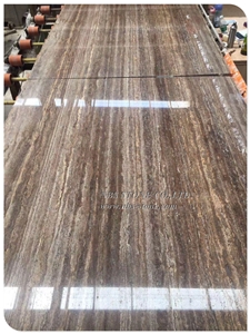 Iran Silver Grey Travertine Slab Wooden Grain