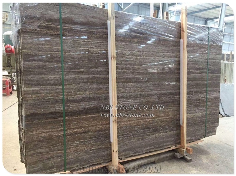 Iran Silver Grey Travertine Slab Wooden Grain