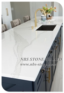 Prefab Calacatta White Quartz Stone Countertops