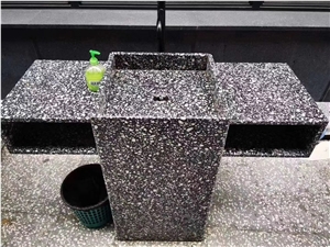 Black Terrazzo Pedestal Basin with Countertop