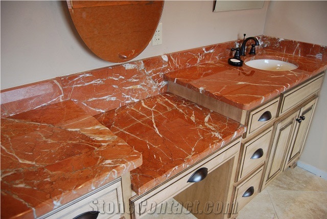 Rojo Alicante Marble Slab Polished Wall Tile, Rosso Red Spain Marble