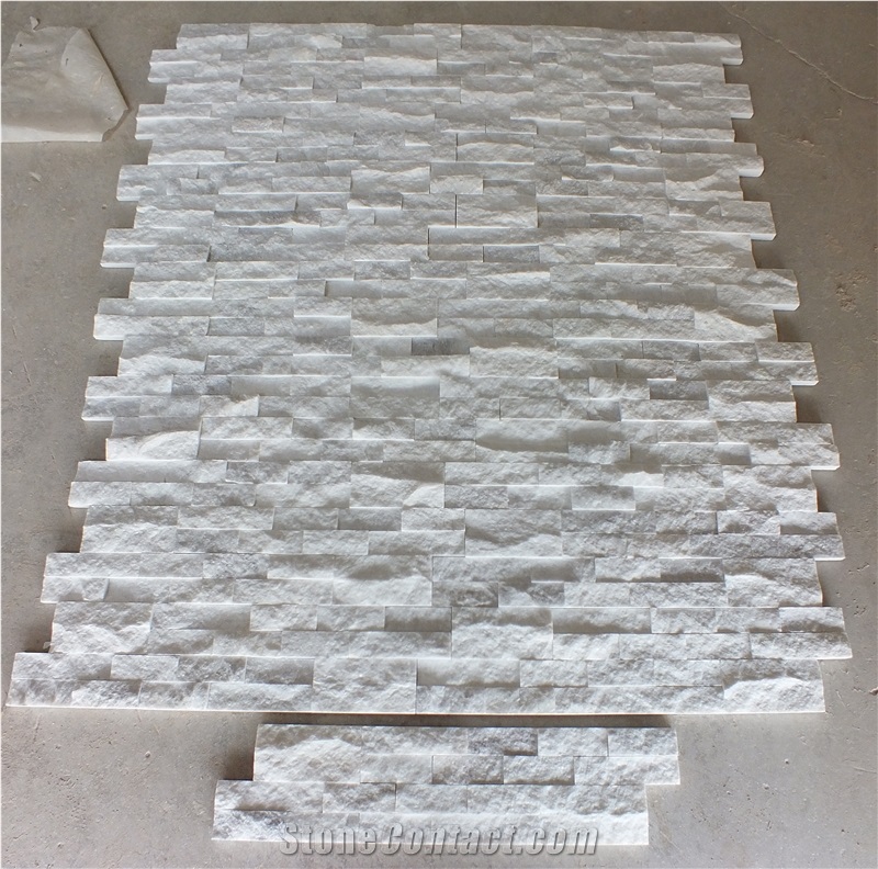 Glacier White Marble Split Face Ledger Panel