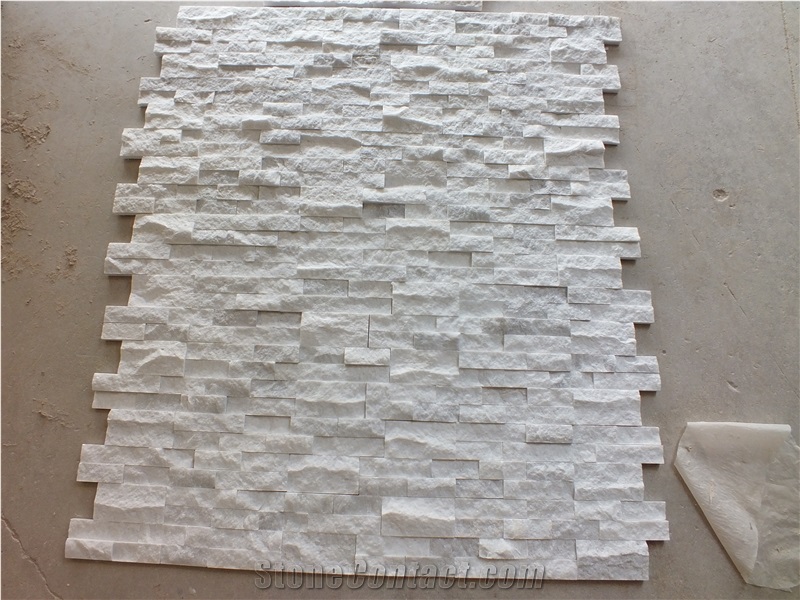 Glacier White Marble Split Face Ledger Panel