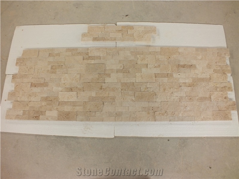 Roman Beige Travertine Split Face Ledger Panel