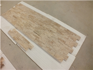 Roman Beige Travertine Split Face Ledger Panel