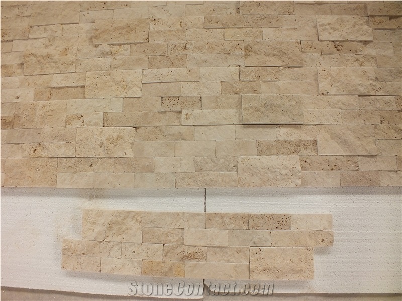 Roman Beige Travertine Split Face Ledger Panel