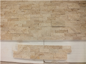 Roman Beige Travertine Split Face Ledger Panel
