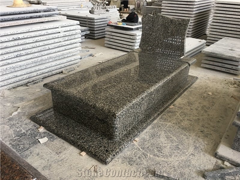 Green Granite Western Style Cemetery Tombstones