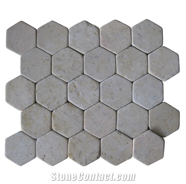 Mosaic Hexagon White Stone Mosaic
