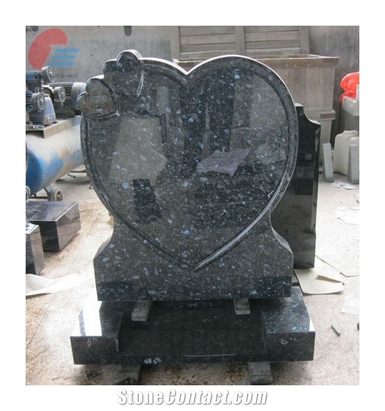 Blue Pearl Heart Shaped Monument Set