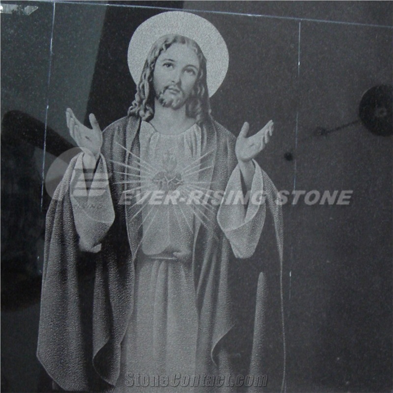 Etching Shadow Black or Gray Granite Carving,