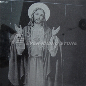 Etching Shadow Black or Gray Granite Carving,