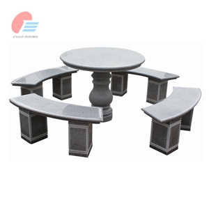 Granite Round Table with Curved Chair Sets