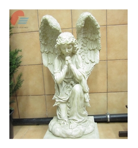 Kneeling and Praying White Marble Angel