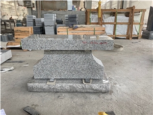 Light Gray Granite with Two Holes Cemetery Bench