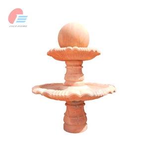 Red Marble Natural Stone Ball Landscaping Fountain