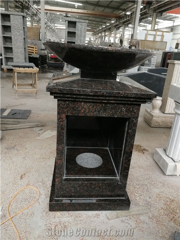 Tan Brown with Black Door Granite Ash Pillar