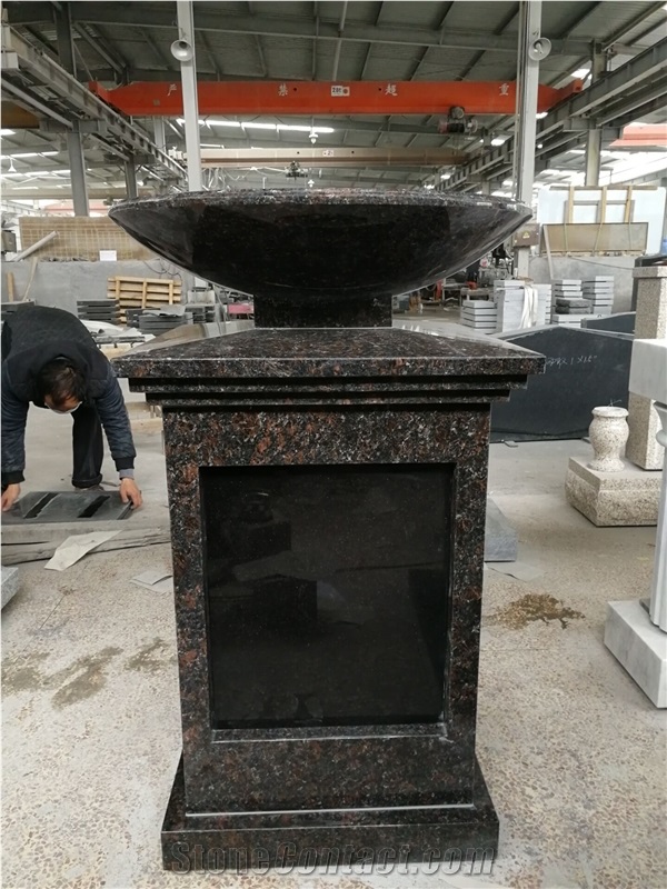 Tan Brown with Black Door Granite Ash Pillar