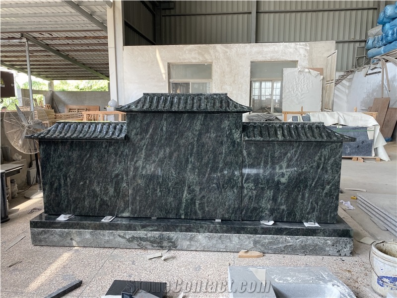 Tropical Green Custom Tombstone with Flutes Cap
