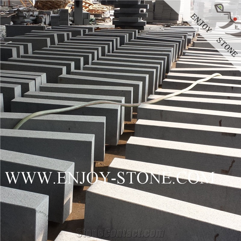 Exfoliated G654 Sesame Gray Kerbstone,Cubrstone