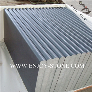 Honed Hainan Black Basalt Bullnose Coping Tile