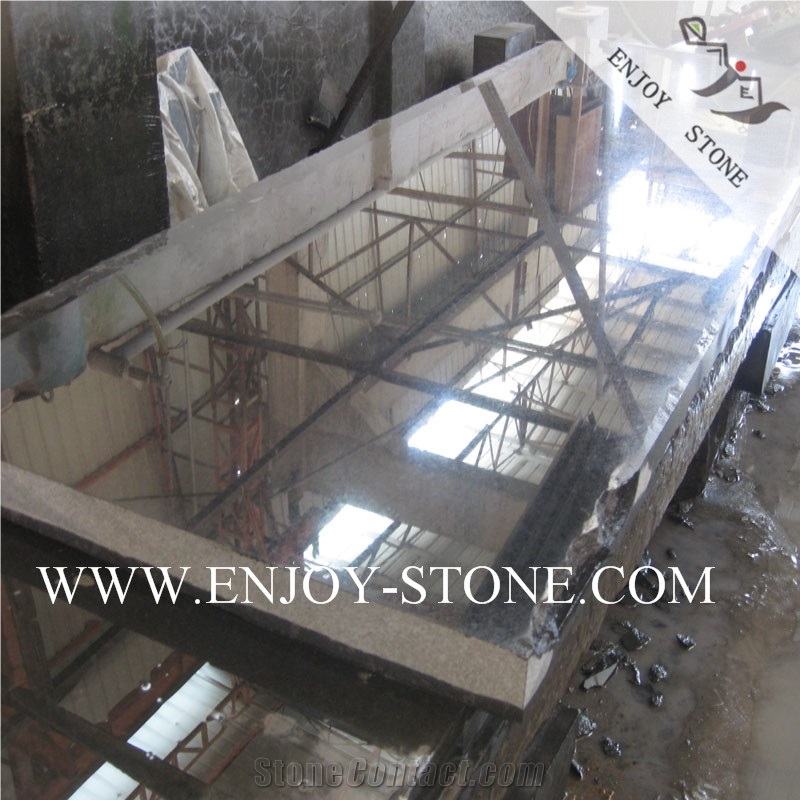 Polished G684 Black Pearl Basalt Tiles and Slabs