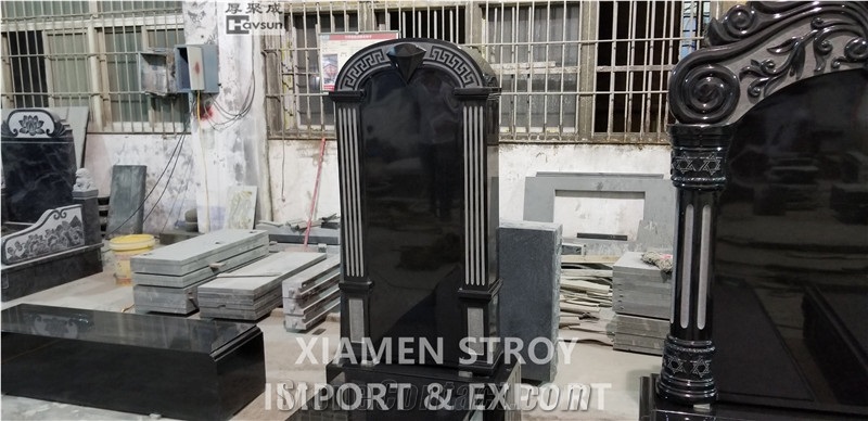 Diamond Design Monument Tombstone Gravestone Black