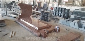 European Style Pink Granite Tombstone Monument