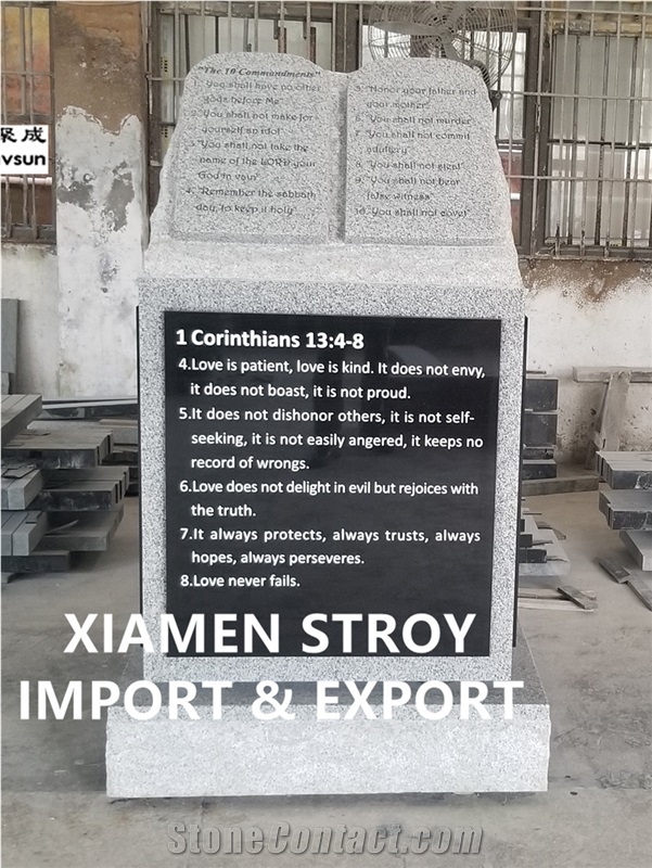 Tablet Pedestal Monument 10 Commandents Tombstone