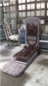 Tree Trunk Cat Eye Granite Headstone Tombstone