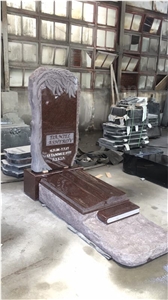 Tree Trunk Cat Eye Granite Headstone Tombstone