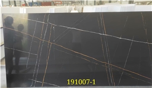 Artificial Black Quartz Slab Custom for Kitchen