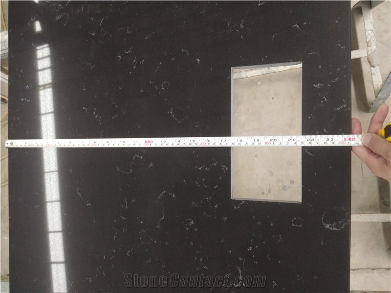 Black Carrara Quartz Stone Oval Dresser Desk Tops