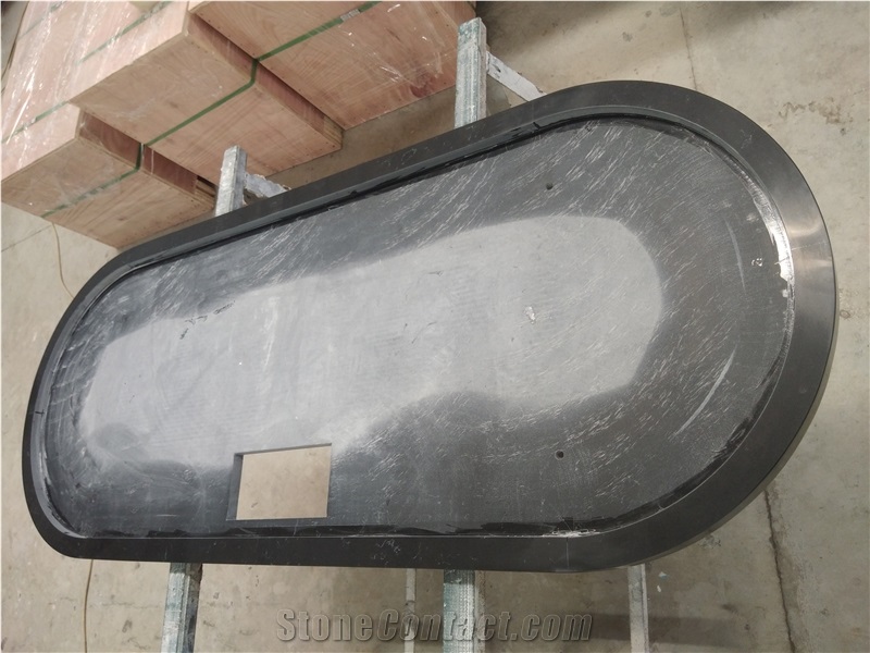 Black Carrara Quartz Stone Oval Dresser Desk Tops