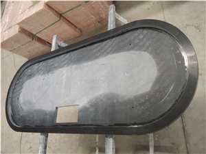 Black Carrara Quartz Stone Oval Dresser Desk Tops