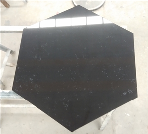 Black Quartz Hexagon Dining Table Desk Top