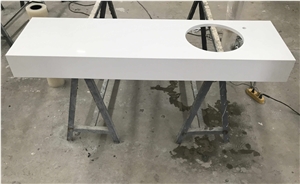 Bright White Quartz Vanity Tops for Commercial