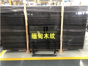 Burmese Black Wooden Vein Marble Slab for Flooring