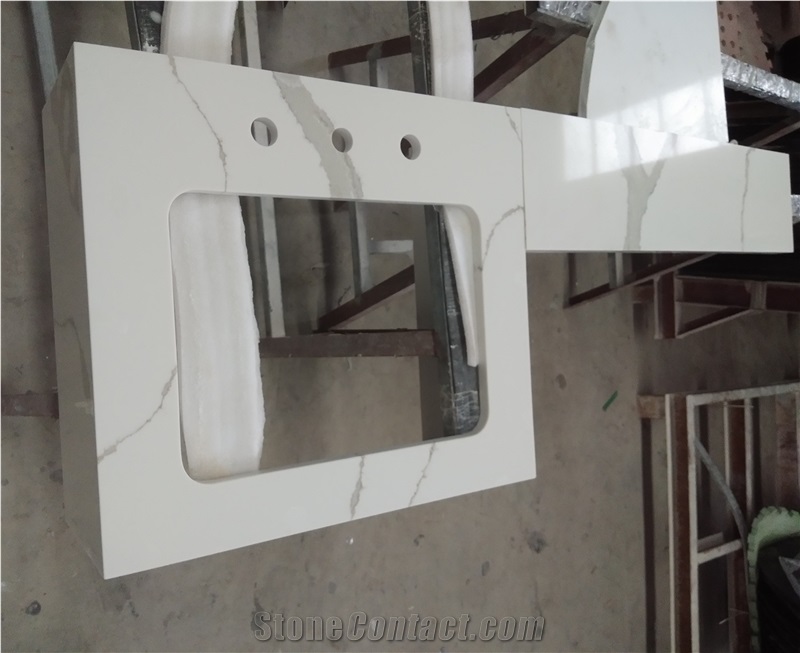Calacatta Bettoli White Quartz Vanity Tops Combo