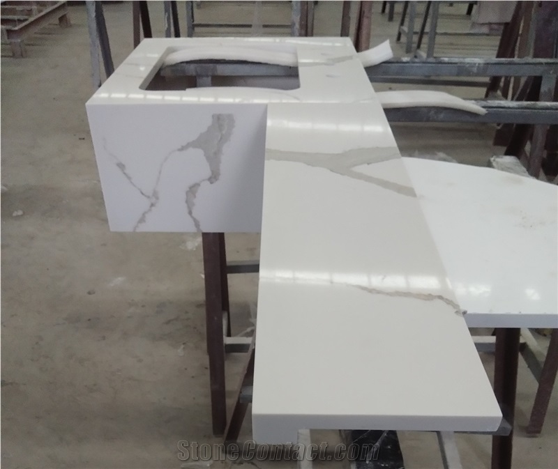 Calacatta Bettoli White Quartz Vanity Tops Combo