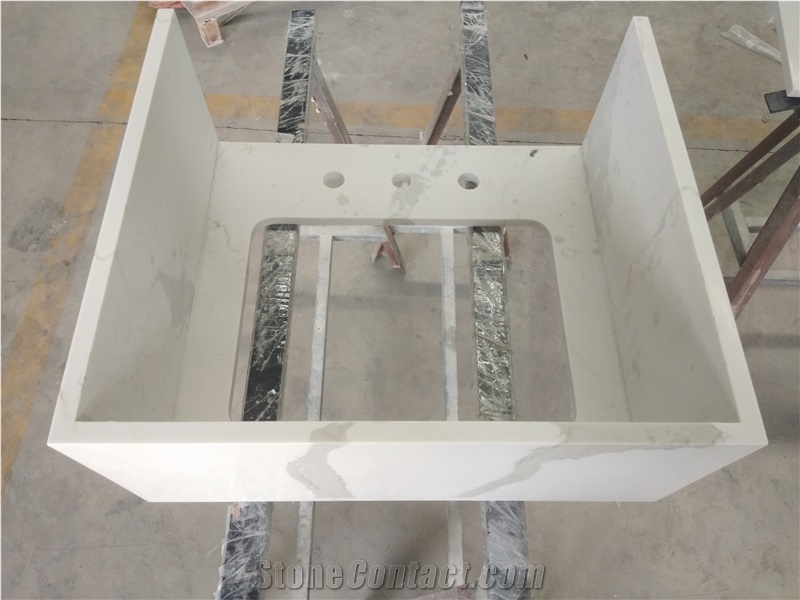 Calacatta Bettoli White Quartz Vanity Tops Combo