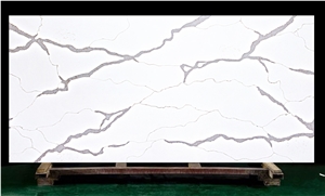 Calacatte White Quartz Slabs for Prefab Countertop