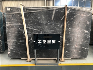 China Midnight Black Mezzanot Marble Slab for Wall