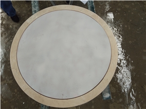 Crema Marfil Marble Round Side Tea Table Stone Top