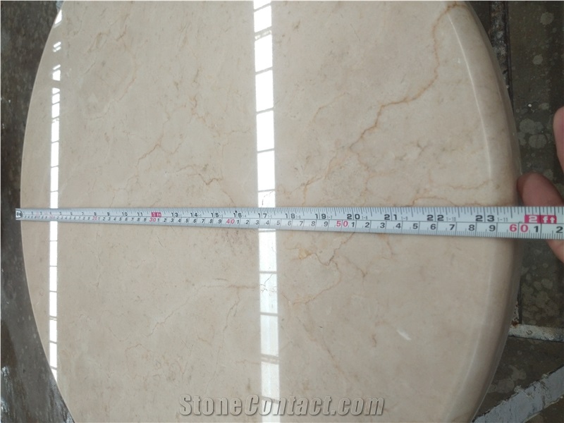 Crema Marfil Marble Round Side Tea Table Stone Top
